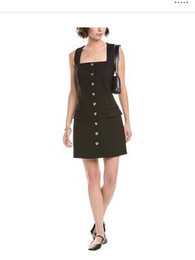 rag & bone Mona ponte Black Square-Neck Button Mini Dress
